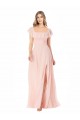 A-Line Square Neck Soft Chiffon Long Pink Formal Dress / Bridesmaid Dress Sydney