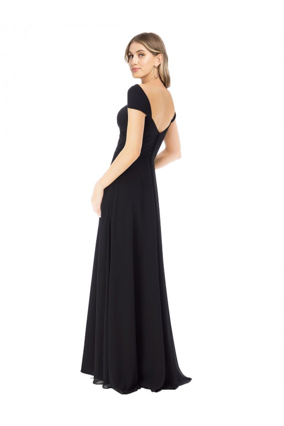 A-Line Sweetheart Soft Chiffon Long Black Bridesmaid Dress Sydney