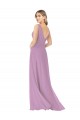 A-Line V-Neck Soft Chiffon Long Dark Lavender Bridesmaid Dress Sydney