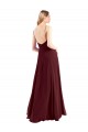 A-Line V-Neck Chiffon Long Floor Length Burgundy Gold Bridesmaid Dress Sydney
