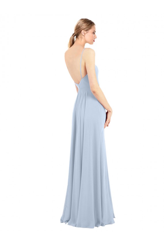A-Line Square Neck Soft Chiffon Long Light Sky Blue Bridesmaid Dress Sydney