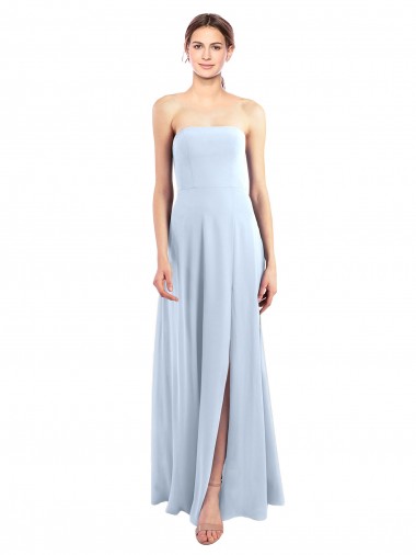 A-Line Strapless Soft Chiffon Long Light Sky Blue Bridesmaid Dress Sydney