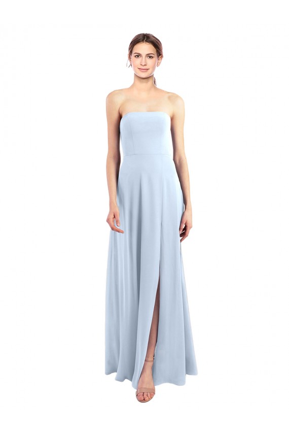 A-Line Strapless Soft Chiffon Long Light Sky Blue Bridesmaid Dress Sydney