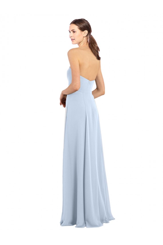 A-Line Strapless Soft Chiffon Long Light Sky Blue Bridesmaid Dress Sydney