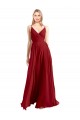 A-Line V-Neck Luxe Chiffon Long Red Bridesmaid Dress Sydney