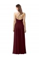 A-Line High Neck Soft Chiffon Long Burgundy Gold Bridesmaid Dress Sydney