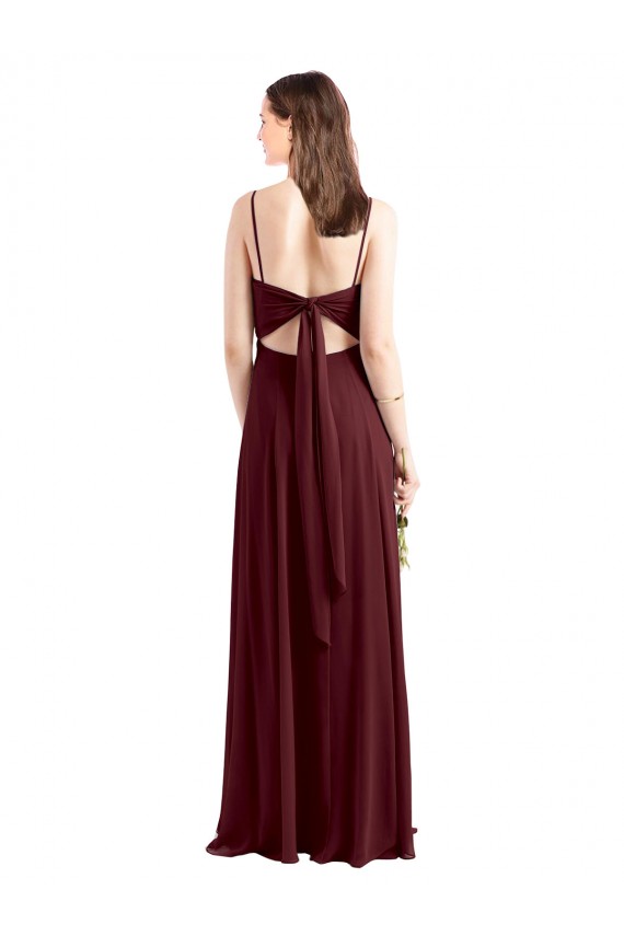 A-Line Scoop Neck Chiffon Long Burgundy Gold Bridesmaid Dress / Evening Dress Sydney