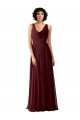 A-Line Cowl Neck Soft Chiffon Long Burgundy Gold Bridesmaid Dress Sydney