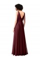 A-Line Cowl Neck Soft Chiffon Long Burgundy Gold Bridesmaid Dress Sydney