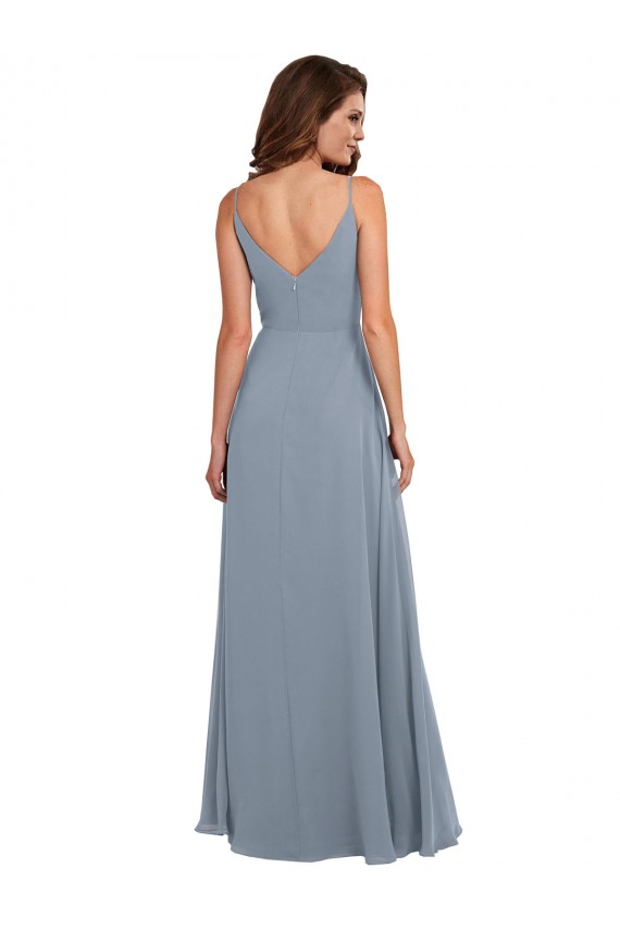 A-Line Cowl Neck Soft Chiffon Long Dusty Blue Formal Dress / Bridesmaid Dress Sydney