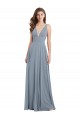 A-Line V-Neck Chiffon Long Dusty Blue Bridesmaid Dress / Evening Gowns Sydney