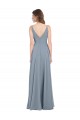A-Line V-Neck Chiffon Long Dusty Blue Bridesmaid Dress / Evening Gowns Sydney