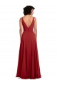 A-Line V-Neck Lxue Chiffon Long Red Bridesmaid Dress Sydney