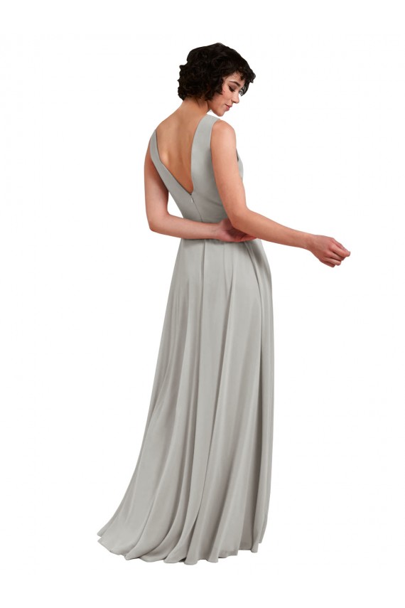 A-Line V-Neck Soft Chiffon Long Light Sky Blue Bridesmaid Dress Sydney
