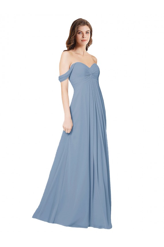 A-Line Sweetheart Chiffon Long Dusty Blue Wedding Party Dress Sydney