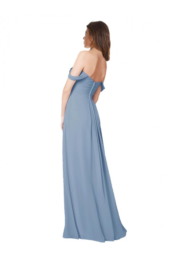 A-Line Sweetheart Chiffon Long Dusty Blue Wedding Party Dress Sydney