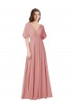 A-Line V-Neck Soft Chiffon Long Bliss Pink Bridesmaid Dress Sydney