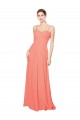 A-Line Sweetheart Soft Chiffon Long Coral Bridesmaid Dress Sydney