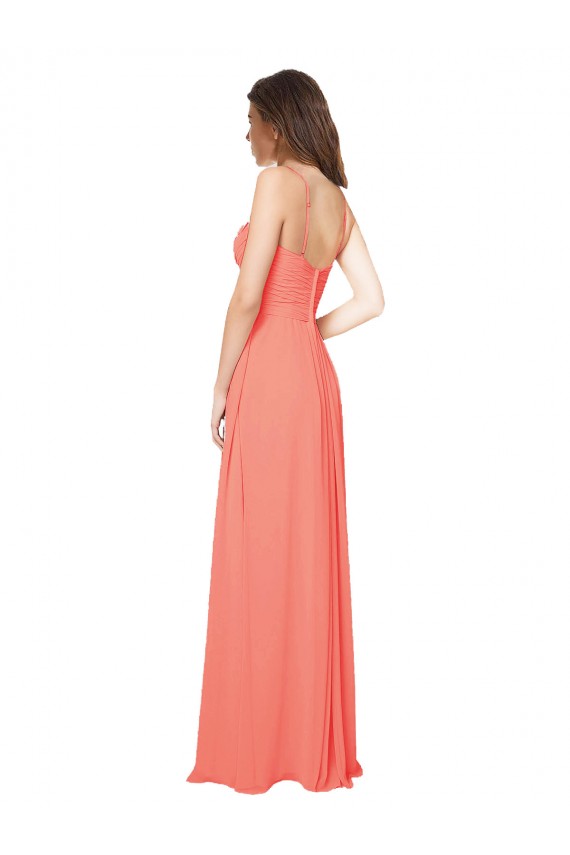 A-Line Sweetheart Soft Chiffon Long Coral Bridesmaid Dress Sydney