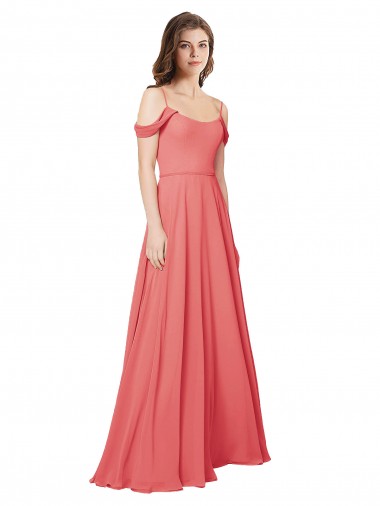 A-Line Off the Shoulder Soft Chiffon Long Desert Rose Bridesmaid Dress Sydney