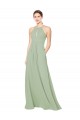 A-Line Halter Neck Soft Chiffon Long Smoke Green Bridesmaid Dress Sydney