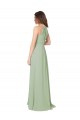 A-Line Halter Neck Soft Chiffon Long Smoke Green Bridesmaid Dress Sydney