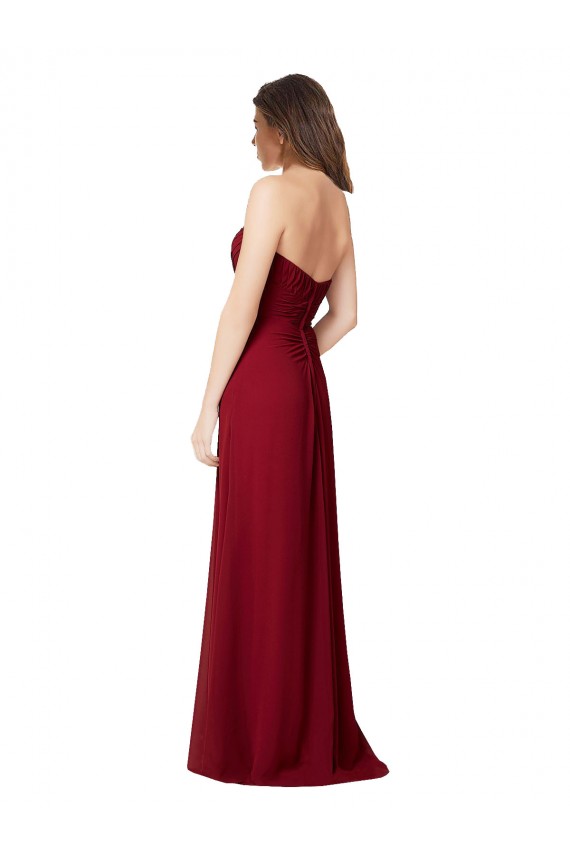A-Line Sweetheart Chiffon Long Floor Length Burgundy Bridesmaid Dress Sydney