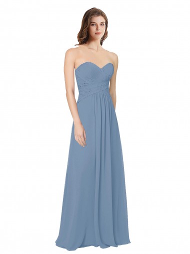 A-Line Sweetheart Chiffon Long Dusty Blue Bridesmaid Dress / Evening Gowns Sydney