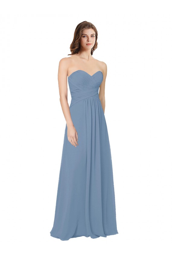 A-Line Sweetheart Chiffon Long Dusty Blue Bridesmaid Dress / Evening Gowns Sydney