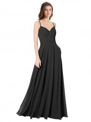 A-Line Sweetheart Soft Chiffon Long Black Formal Dress / Bridesmaid Dress Sydney