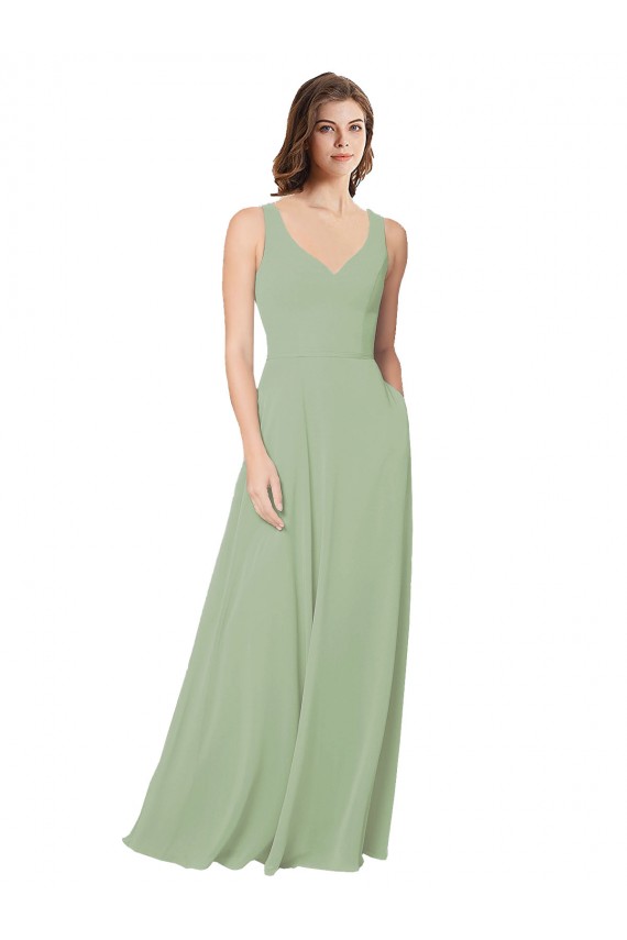 A-Line Sweetheart Soft Chiffon Long Smoke Green Formal Dress / Bridesmaid Dress Sydney