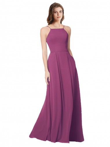 A-Line Strapless Soft Chiffon Long Wild Berry Bridesmaid Dress Sydney