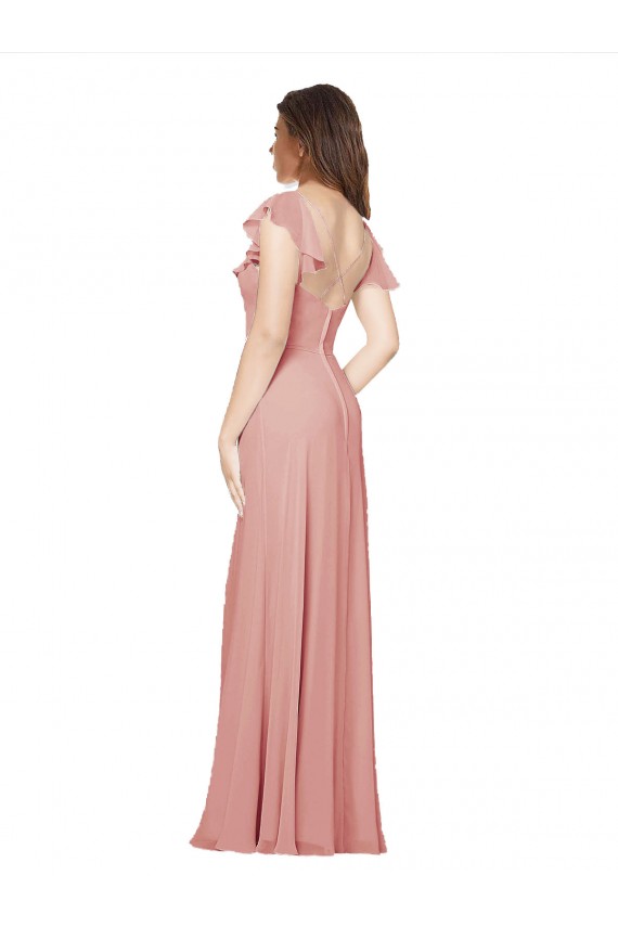 A-Line V-Neck Chiffon Long Bliss Pink Bridesmaid Dress / Evening Dress Sydney