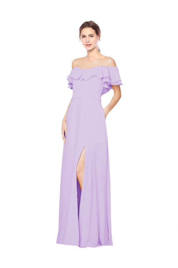 A-Line Strapless Soft Chiffon Long Lilac Bridesmaid Dress Sydney