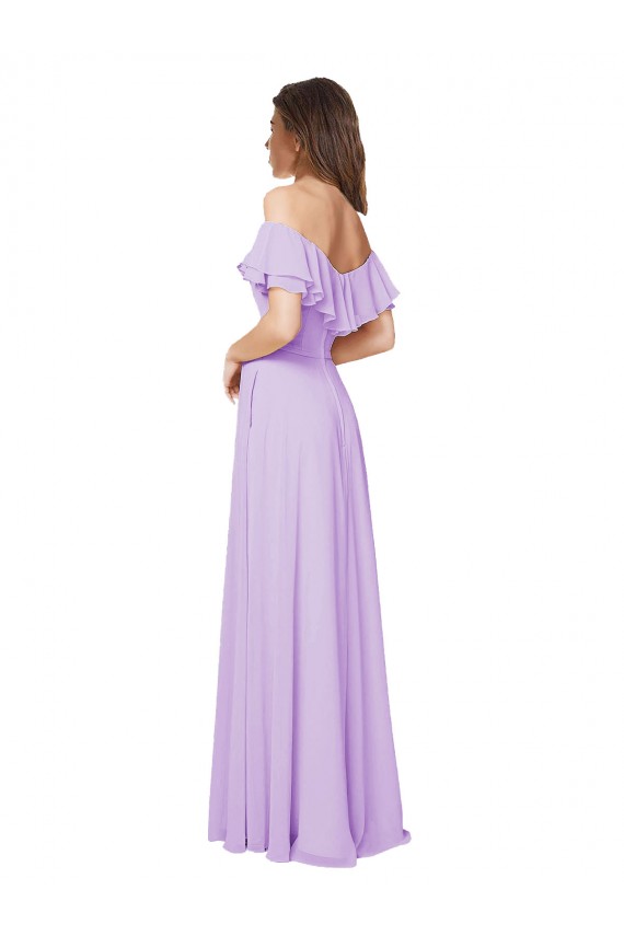 A-Line Strapless Soft Chiffon Long Lilac Bridesmaid Dress Sydney