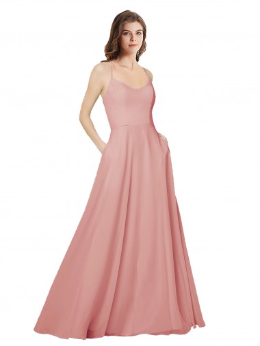A-Line Strapless Soft Chiffon Long Bliss Pink Bridesmaid Dress Sydney