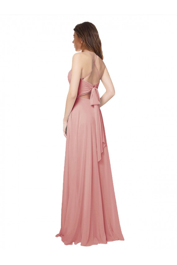 A-Line Strapless Soft Chiffon Long Bliss Pink Bridesmaid Dress Sydney