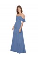 A-Line Strapless Soft Chiffon Long Windsor Blue Bridesmaid Dress Sydney