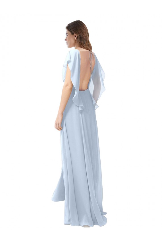 A-Line V-Neck Soft Chiffon Long Light Sky Blue Bridesmaid Dress / Formal Dress Sydney