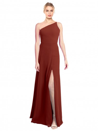 A-Line One Shoulder Soft Chiffon Long Burgundy Formal Dress / Bridesmaid Dress Sydney
