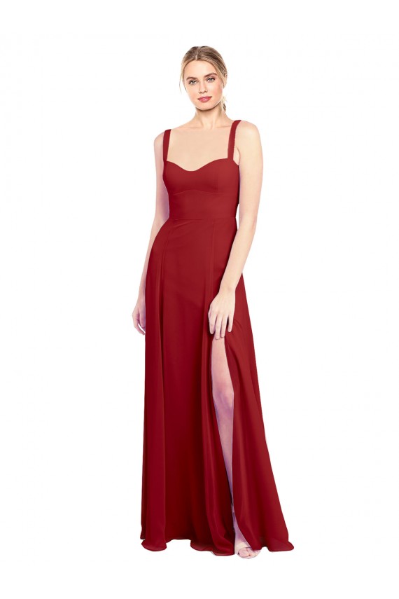 A-Line Sweetheart Soft Chiffon Long Red Bridesmaid Dress Sydney