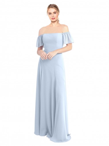 A-Line Square Neck Soft Chiffon Long Light Sky Blue Formal Dress / Bridesmaid Dress Sydney