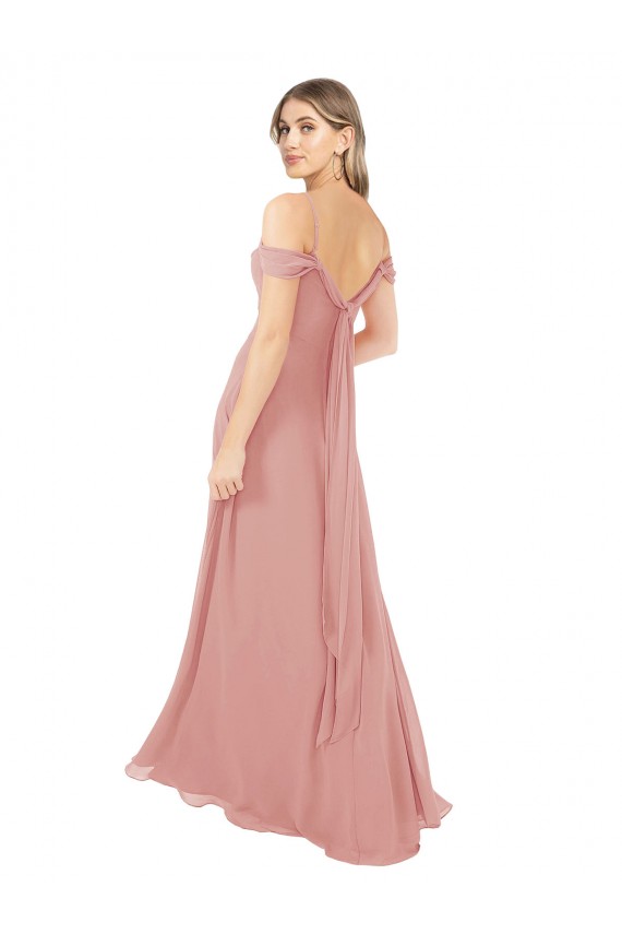 A-Line Scoop Neck Soft Chiffon Long Bliss Pink Bridesmaid Dress Sydney
