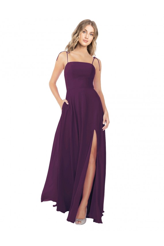 A-Line Strapless Soft Chiffon Long Grape Bridesmaid Dress Sydney