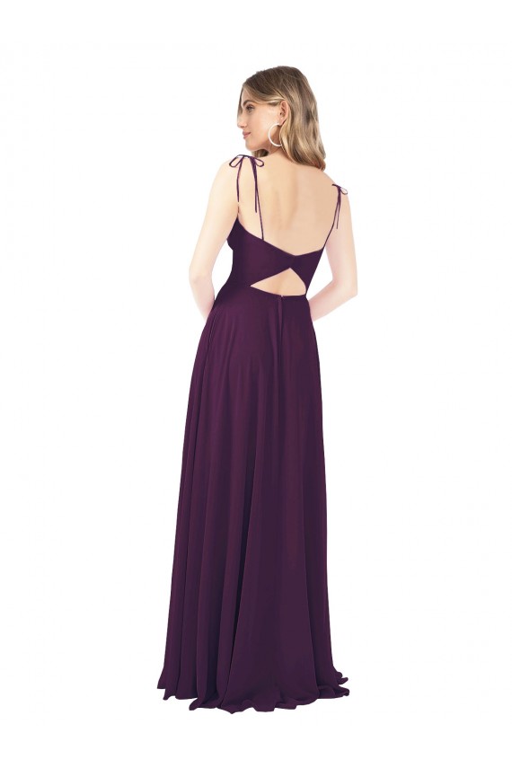 A-Line Strapless Soft Chiffon Long Grape Bridesmaid Dress Sydney