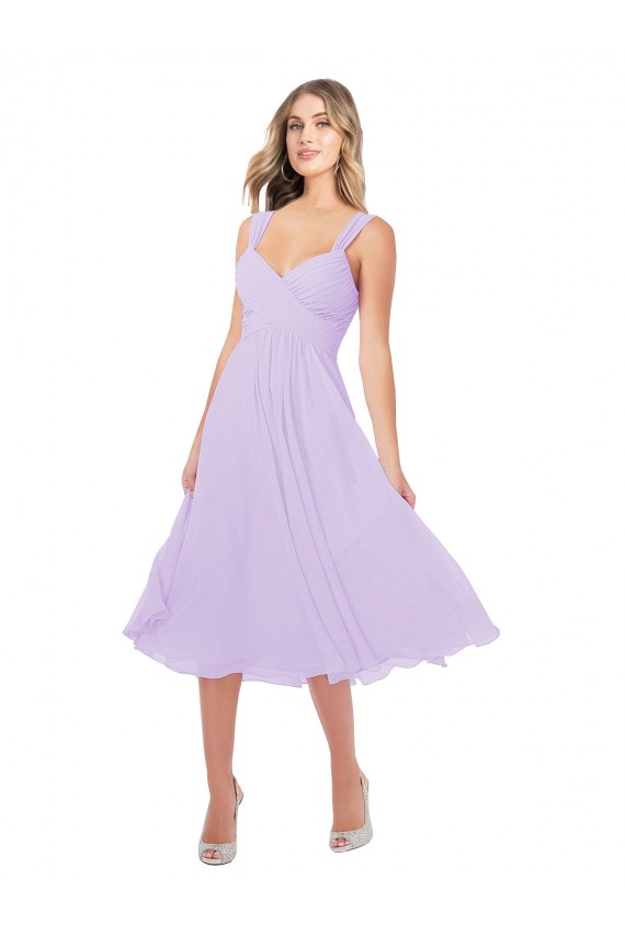 A-Line Sweetheart Soft Chiffon Midi Length Lilac High Low Bridesmaid Dress Sydney