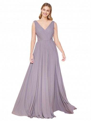 A-Line High Neck Soft Chiffon Long Dusty Rose Formal Evening Gown / Prom Dress / Bridesmaid Dress Sydney