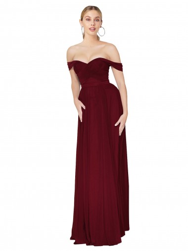 Mermaid High Neck Soft Chiffon Long Burgundy Formal Dress / Bridesmaid Dress Sydney
