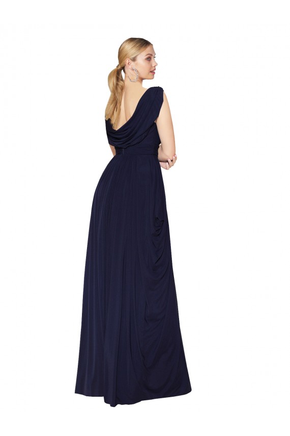 A-Line High Neck Soft Chiffon Long Dark Navy Formal Evening Gown / Prom Dress / Bridesmaid Dress Sydney