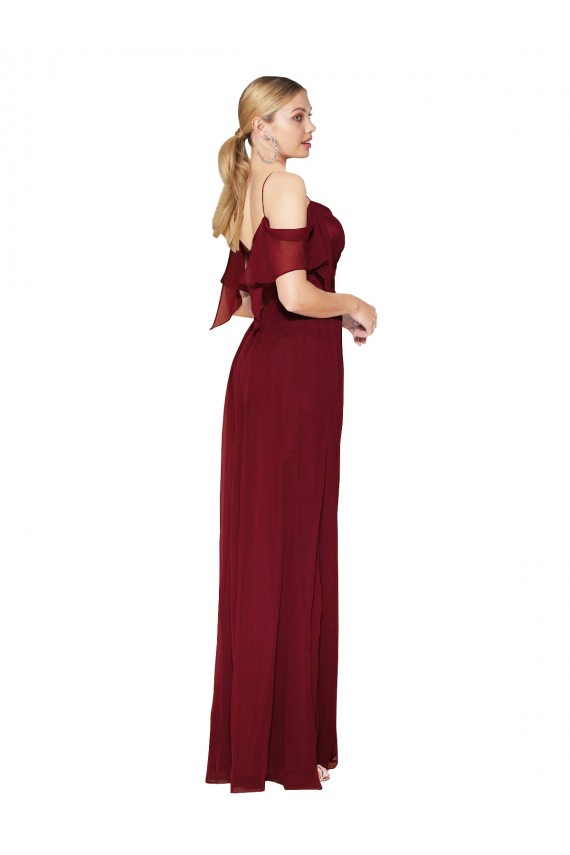 Trumpet High Neck Soft Chiffon Long Burgundy Formal Evening Gown / Prom Dress / Bridesmaid Dress Sydney